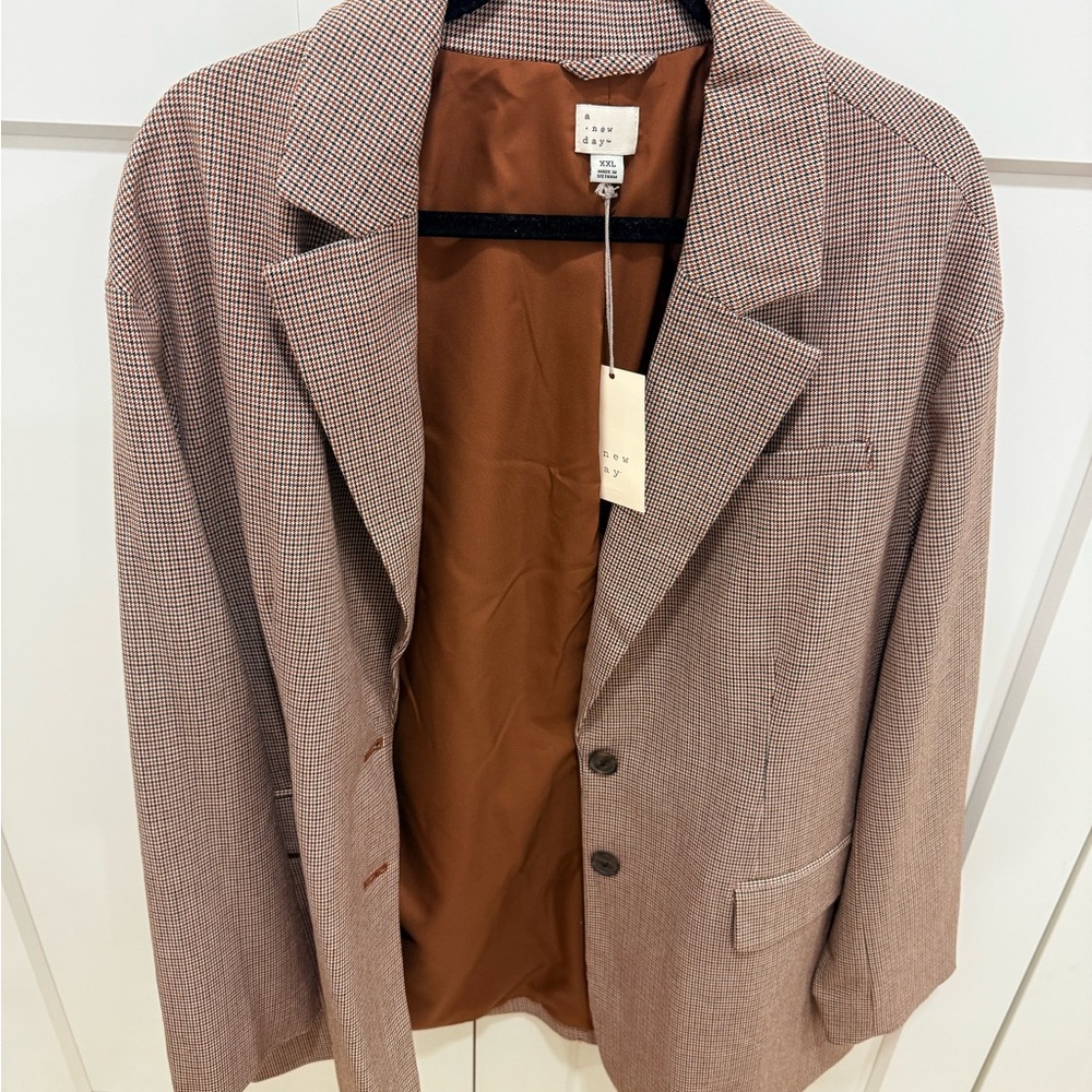 A New Day Target Tan and Brown Checkered Blazer